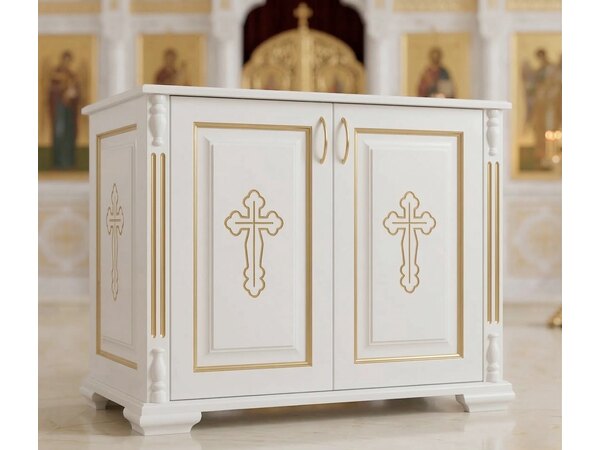 Тумба для церковных нужд №4, белая из дерева, фото 