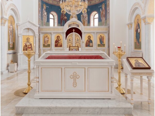 Гробница под плащаницу, белая с золотом №4 из дерева, фото 