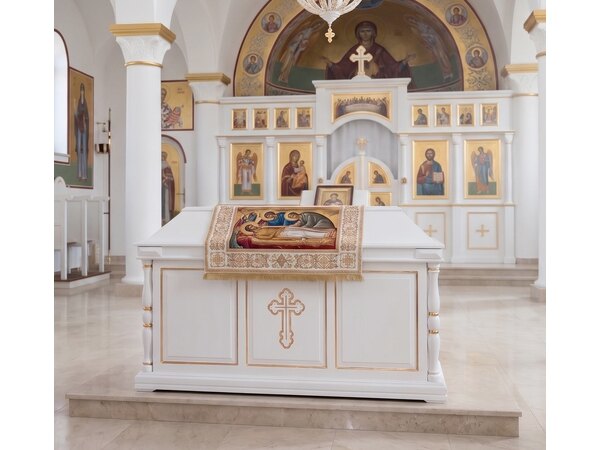 Гробница под плащаницу, белая с золотом №3 из дерева, фото 