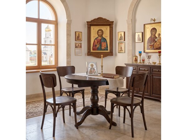 Стол церковный Муромец, круглый из дерева, фото 